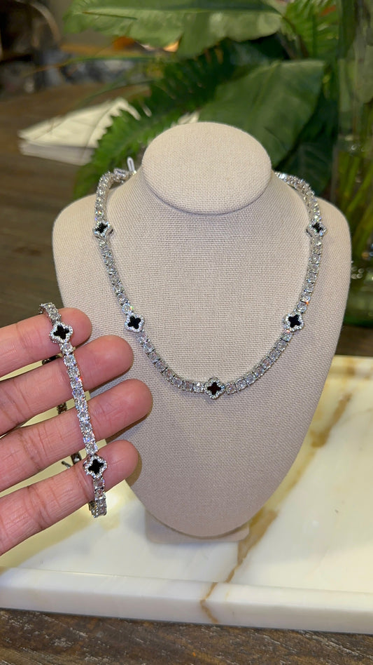 Icy Clover Tennis Necklace + Icy Clover Tennis Bracelet